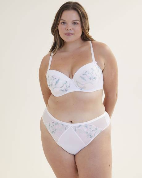 Balconette Bra with Floral Embroidery and Bows - Déesse Collection