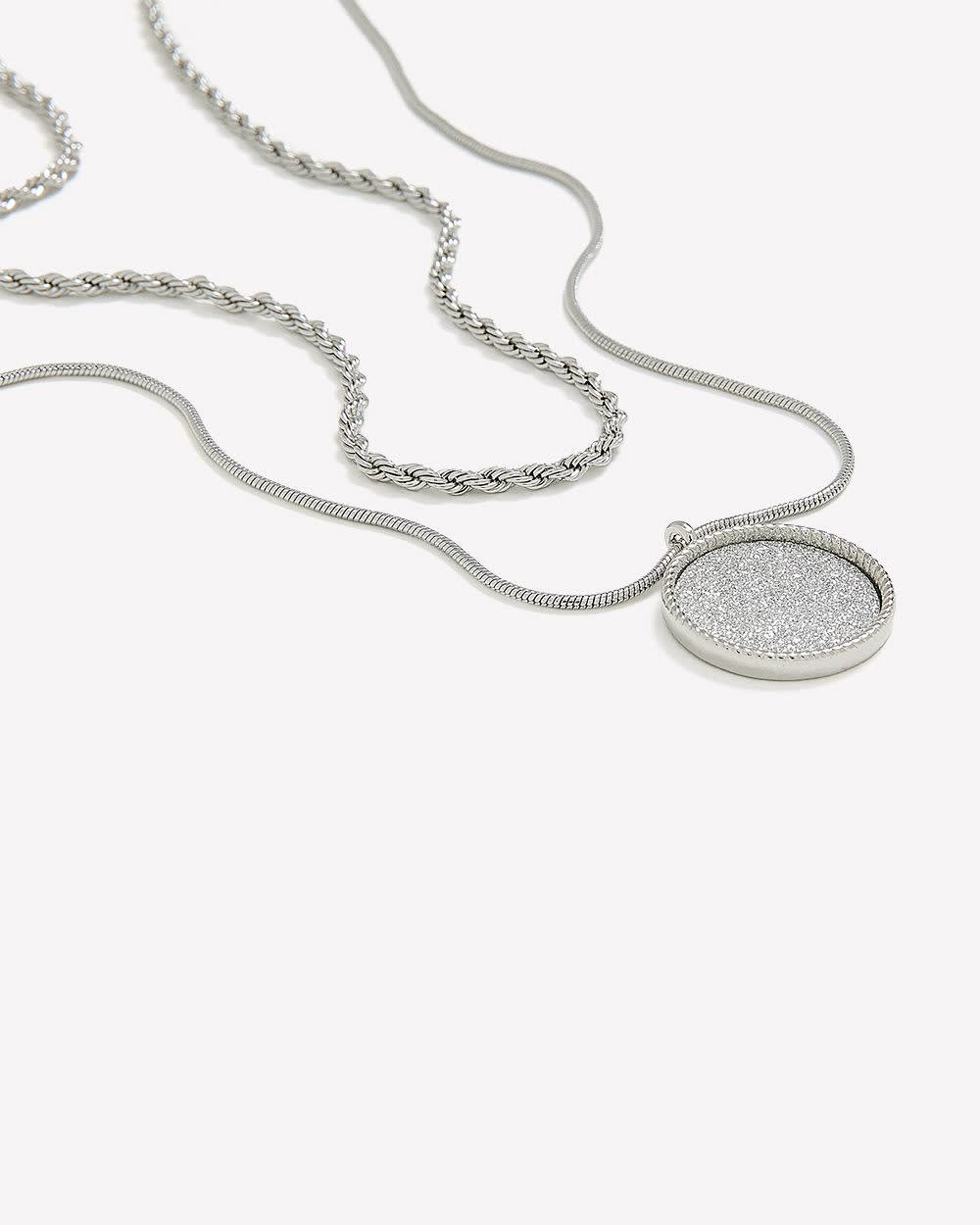 Paper Glitter and Twisted Chain Necklace, Set of 2