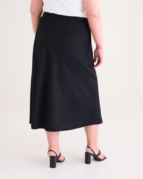 Black Textured Knit Midi Skirt