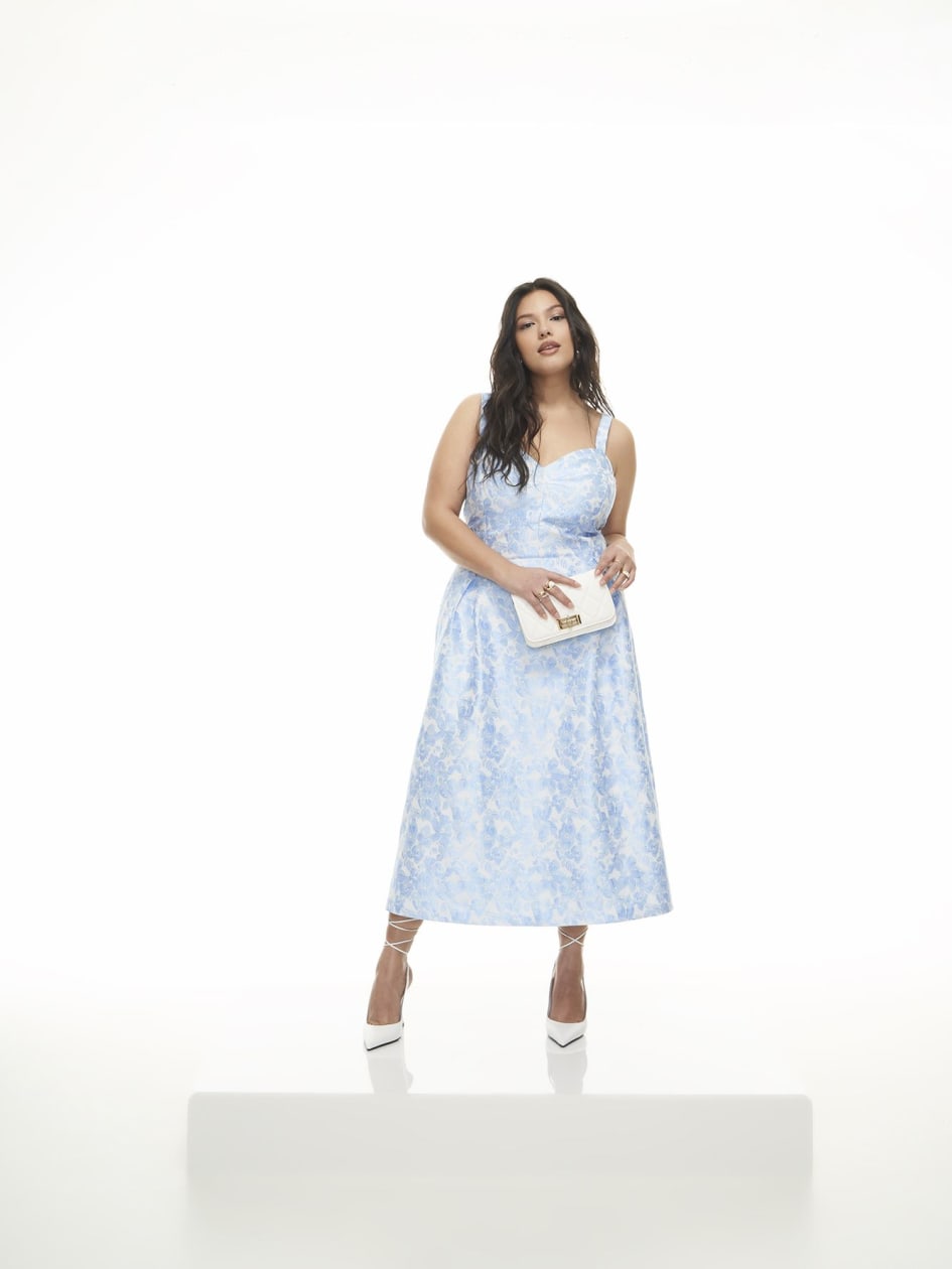 Sleeveless Fit & Flare Bustier Midi Dress - Addition Elle