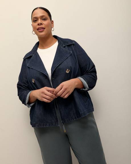 Responsible, Denim Double-Breasted Short Trench Coat - d/C JEANS