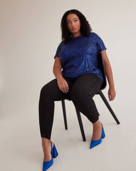 Short-Sleeve Sequins Swing Top
