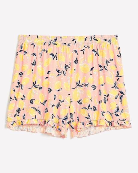 Short boxer à motif de fruits avec ourlet à franges, tissu responsable - ti VOGLIO