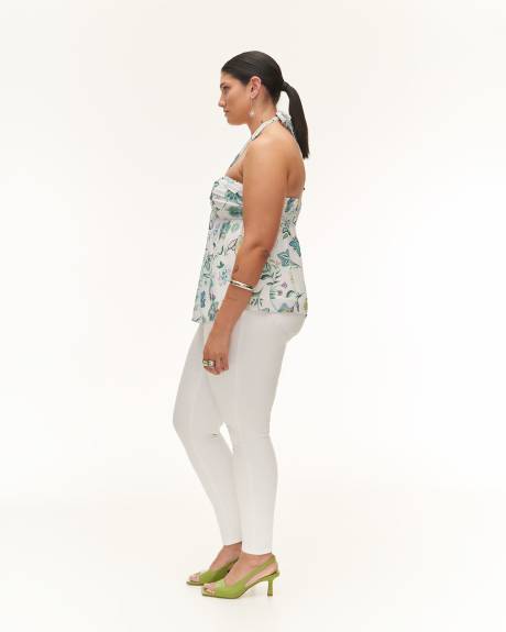 Responsible, Floral Sleeveless Bustier Blouse with Neck Tie - Addition Elle