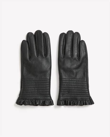 Leather Gloves with Mini Ruffles