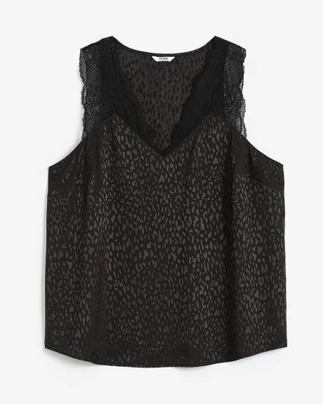 Black Sleeveless Blouse with Lace Shoulders