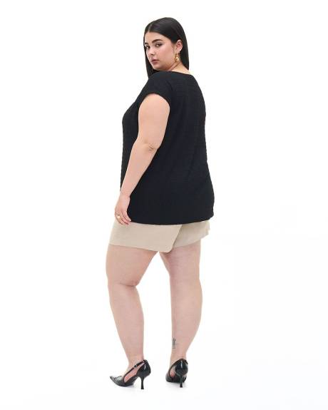 Knit Top with Crew Neck - Addition Elle