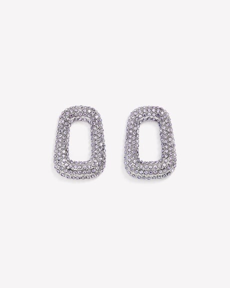 Chunky Square Earrings with Rhinestones