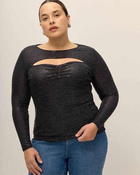 Black Knit Top with Sweetheart Cut-Out - Addition Elle
