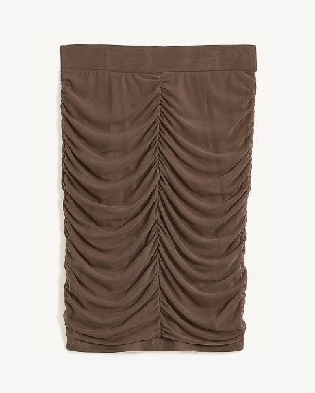 Ruched Mesh Knit Mini Skirt - Addition Elle