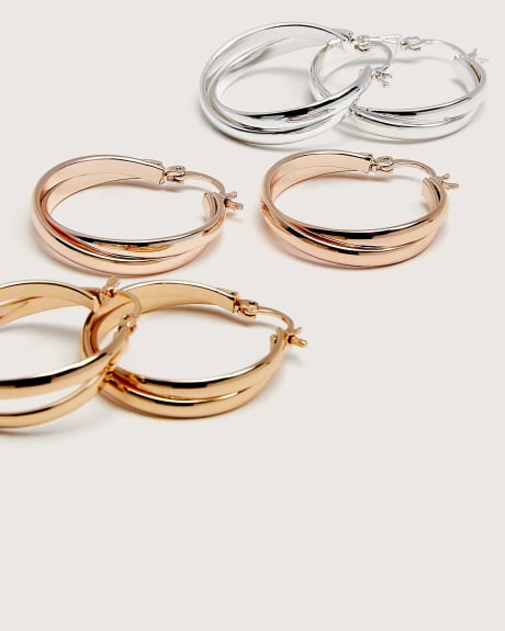 Basic Hoop Earrings With Multi Plating, Set of 3 - In Every Story