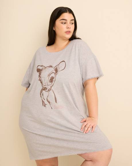 Heather Gray Bambi Short-Sleeve Sleepshirt with Lace Trim - ti Voglio