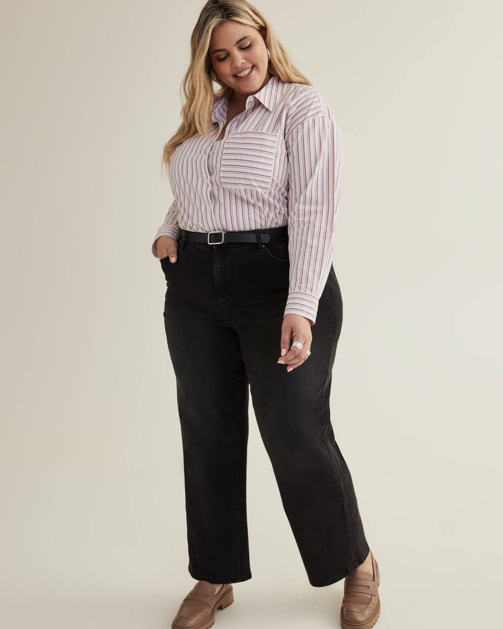 Responsible, Curvy-Fit High-Rise Wide-Leg Jeans, Black Wash - d/C Jeans