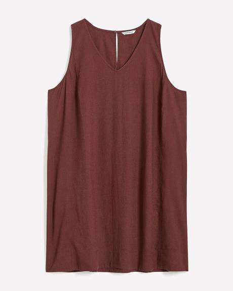 Linen Blend V-Neck A-Line Dress