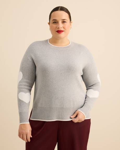 Long-Sleeve Jacquard Crew Neck Sweater