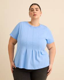 Short-Sleeve Pintuck Knit Top