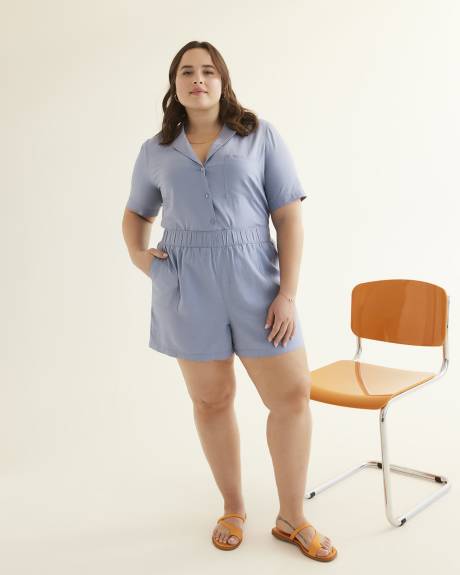 Short à enfiler en mélange de lin
