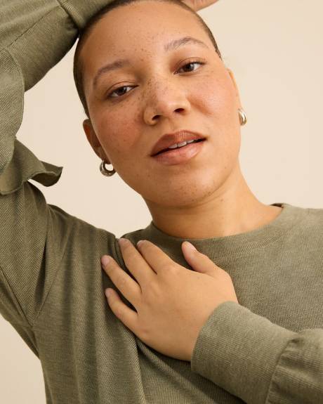 Haut &agrave; col rond et manches longues avec volants - Addition Elle