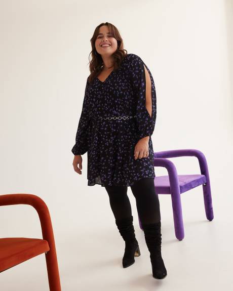 Responsible, Foral Pleated V-Neck Dress