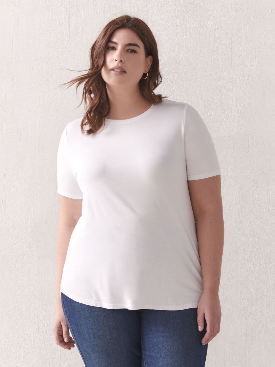 T-shirt coupe moderne, viscose et élasthanne - Addition Elle
