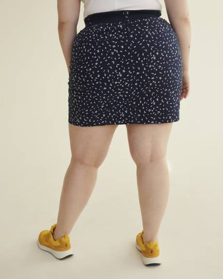 Floral-Print Cotton Cargo Skort with Rib Waistband