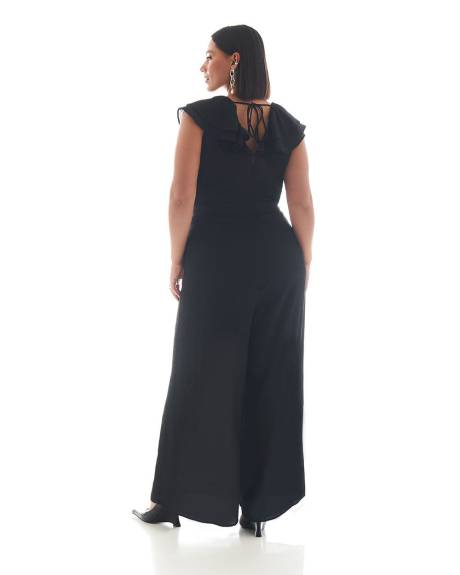 Jumpsuit with Ruffle Neckline - Addition Elle