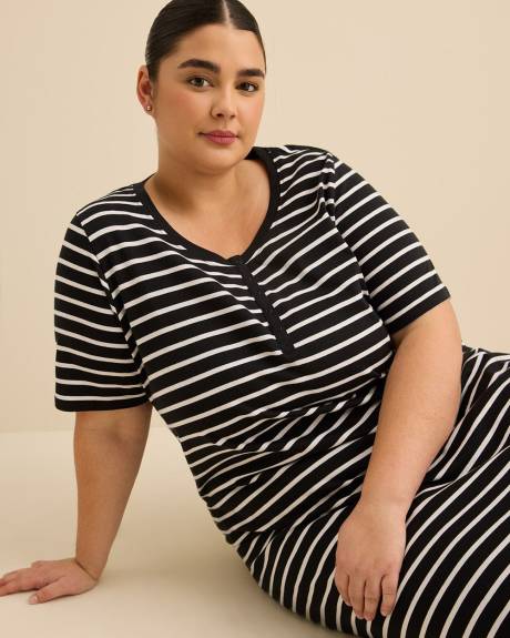 Chemise de nuit longue &agrave; manches courtes avec imprim&eacute; floral - ti Voglio