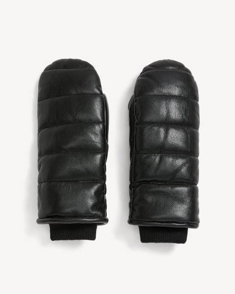 Mitaines en faux cuir matelassé