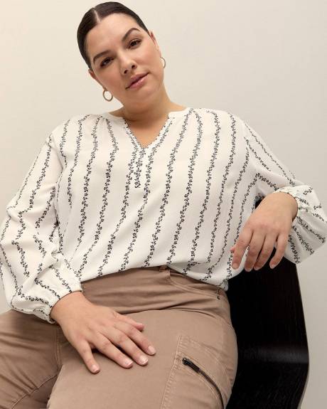Blouse bohème à rayures fleuries