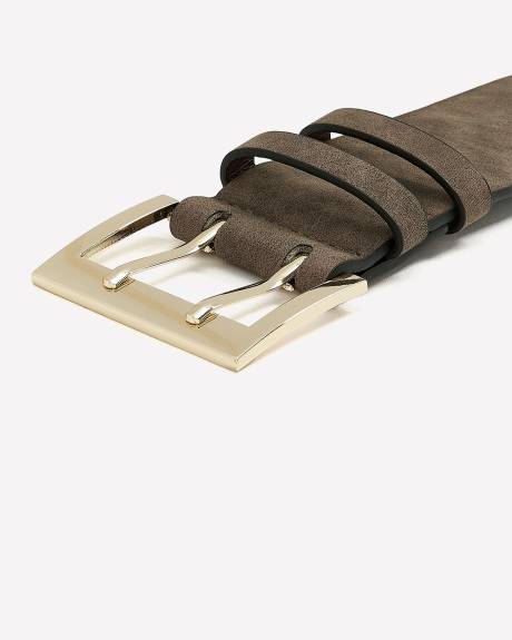 Ceinture de taille en faux suède taupe avec boucle carrée