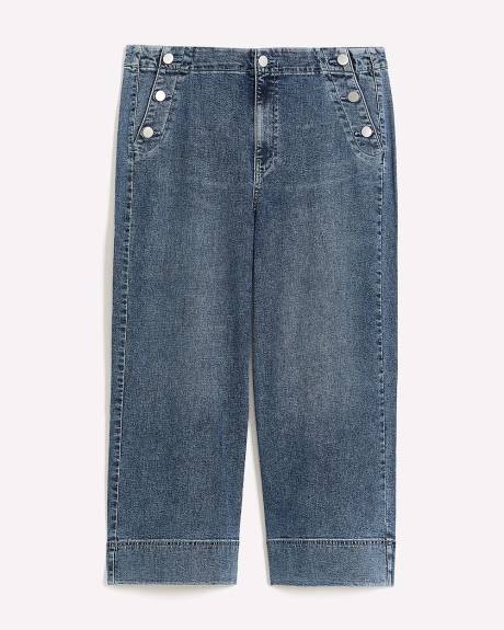 High-Waisted Ultra Wide-Leg Cropped Sailor Jeans - Addition Elle