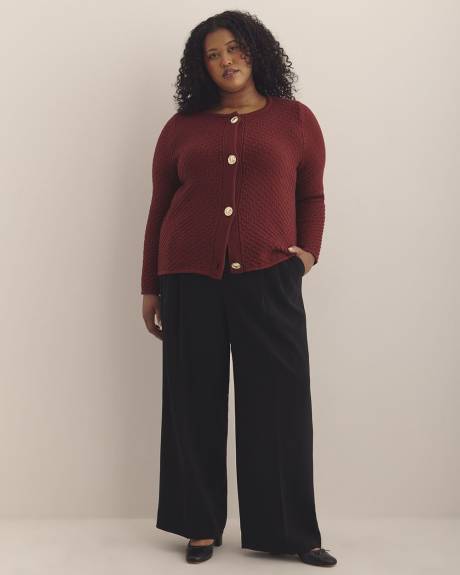 Cardigan à boutonner en mailles de fantaisie