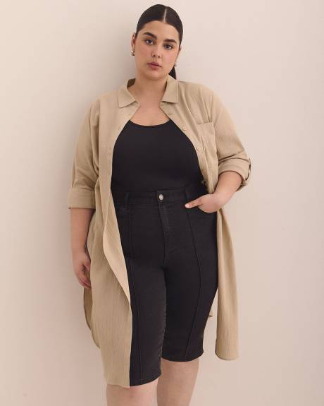 Cotton Buttoned Down Tunic Shirt