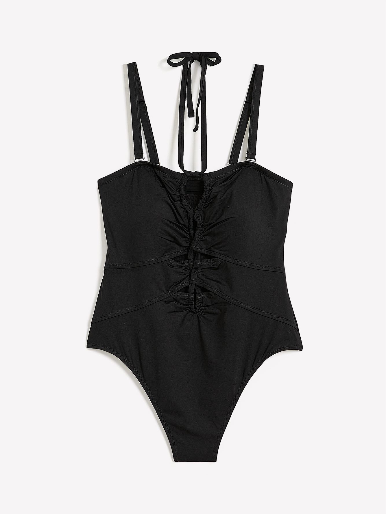 Black Lace-Up One-Piece Swimsuit | Penningtons