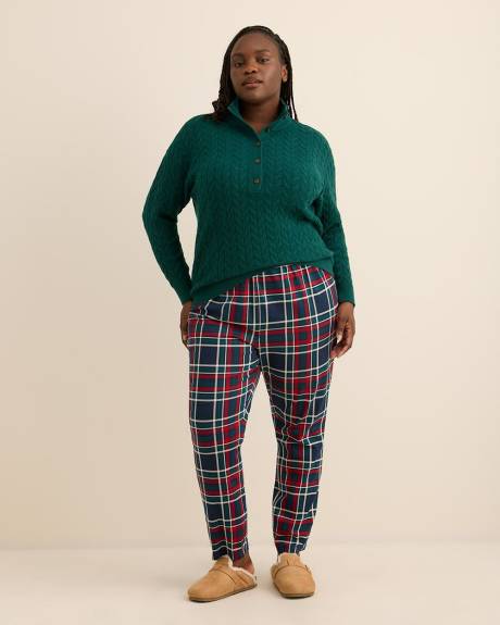 Half-Placket Cable Knit Sweater