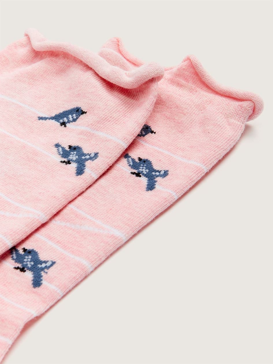 Chaussettes rayées à motifs d'oiseaux