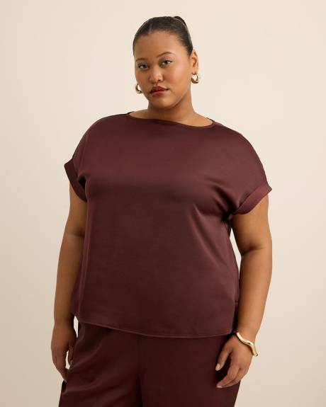 Satin Boat-Neck Blouse
