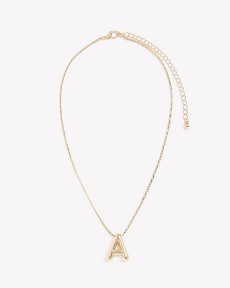 Short Golden Necklace with A-Bubble-Letter Pendant