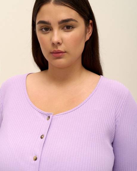 Buttoned Down Ribbed Knit Pyjama Top - ti Voglio