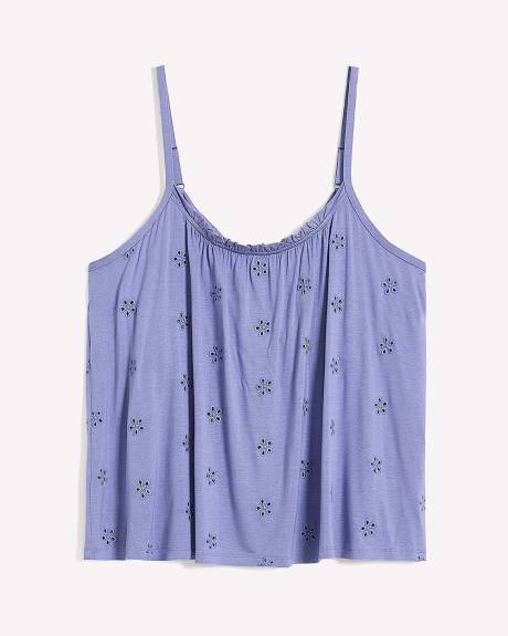 Camisole de pyjama évasée en tricot brodé lavande - ti Voglio