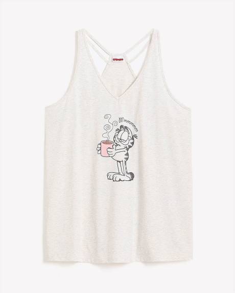 Sleeveless Tunic Sleep Top with Garfield Print - ti Voglio