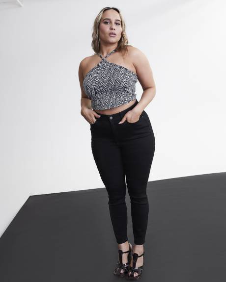 Camisole courte licou noire avec bretelles spaghetti - Addition Elle