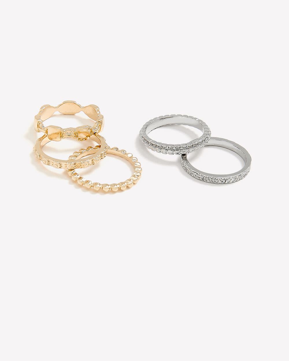 Assorted Textured Rings, Set of 5
