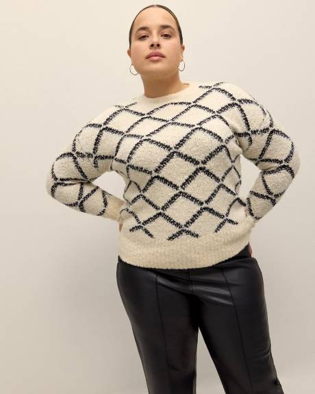 Argyle Stitch Crewneck Sweater - Addition Elle