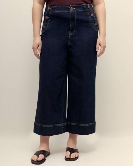 High-Waisted Ultra Wide-Leg Cropped Sailor Jeans - Addition Elle