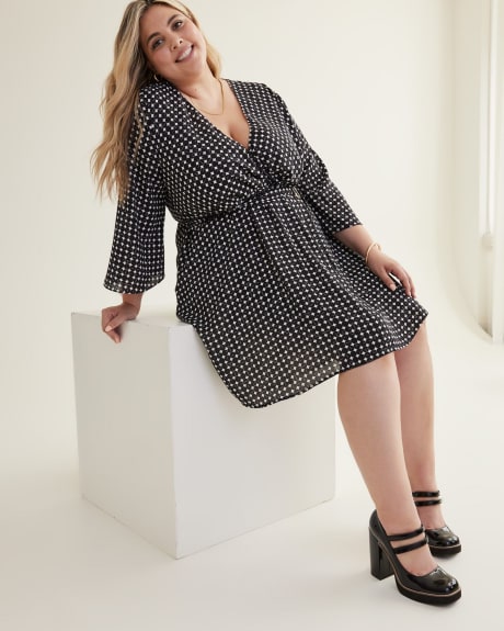 Lightweight Wrap Dress with Bell Sleeves