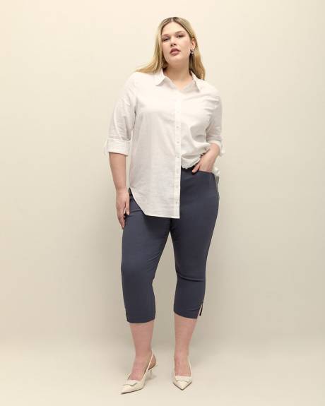 Savvy-Fit Textured Cropped Pant with Pockets