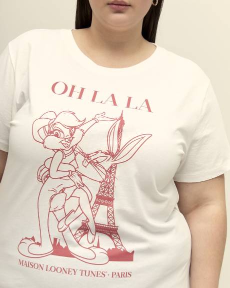 White Crewneck Tee with Ohlala Print