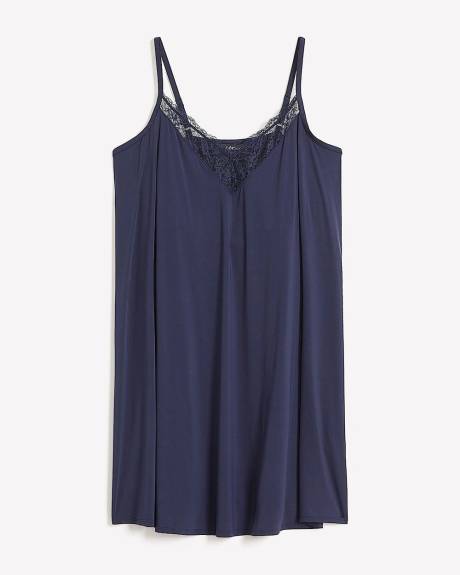 Nuisette en satin avec dentelle et soutien-gorge - Déesse Collection