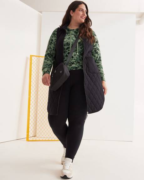 Long Black Quilted Vest with Pockets - Active Zone